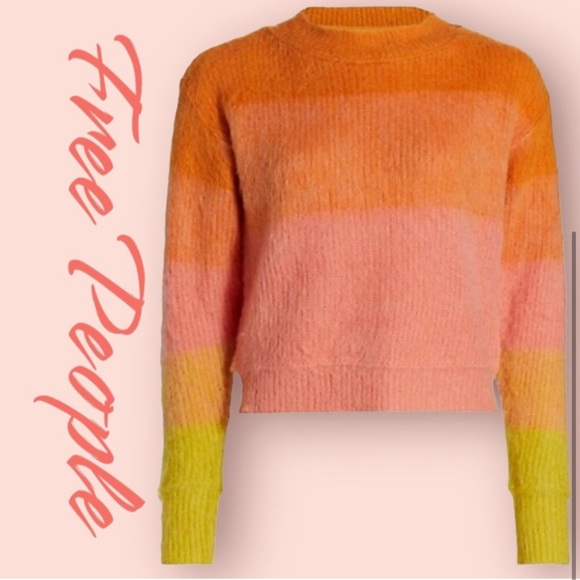 Free People Sweaters - NEW Free People autumn skye ombre fluffy knit sweater in orange multi